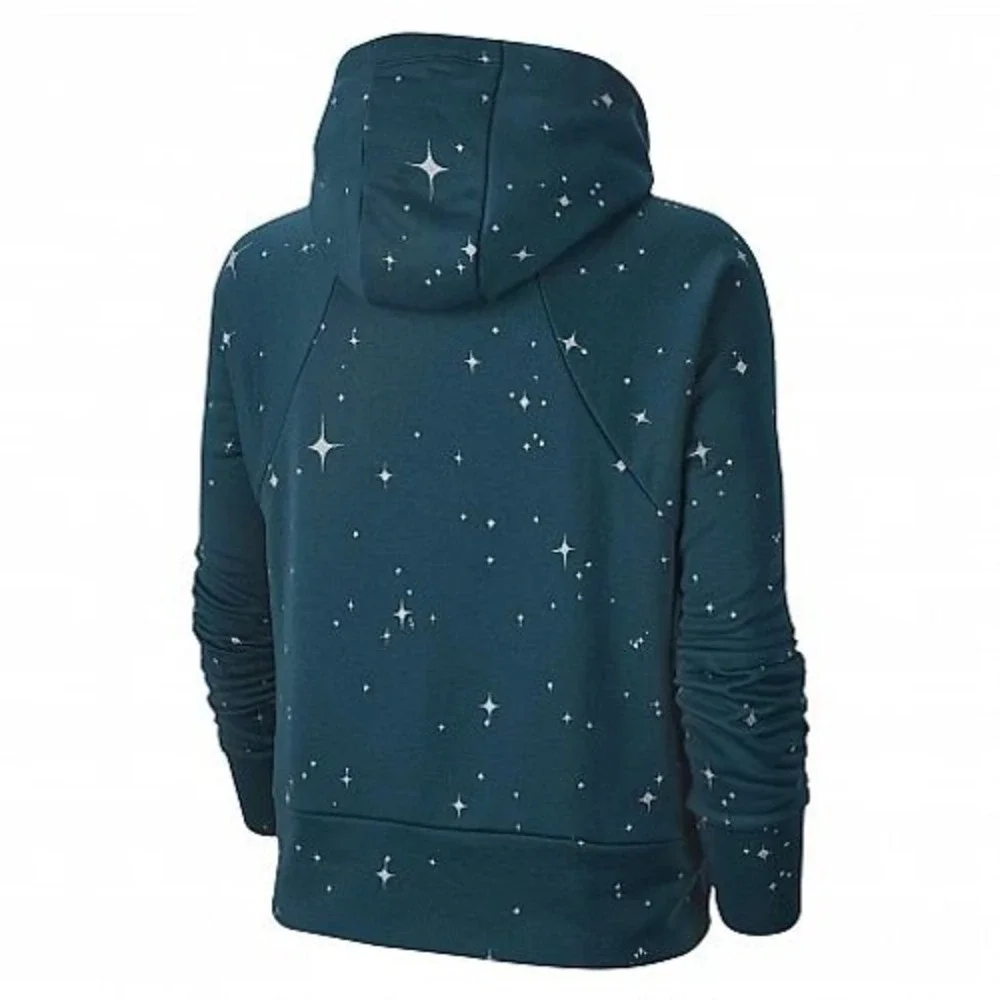 Nike Dri-Fit‎ Get Fit Star Print Hoodie Womens Medium Teal Sweatshirt CJ0008-347